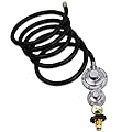 Azdele Upgraded Two Stage Propane Regulator with 10ft Hose and Gauge, Standard P.O.L Tank Connection, 3/8in Female Flare Fitting for Grill, Heaters, Fire Pit, Gas Generator/Stove/Range-CSA Certified