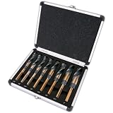 Drill Bit Set, Reduced Shank Drill Bit 8 Sizes from 9/16' to 1', HSS M2, Black & Gold with 3-Flat 1/2' Shank...