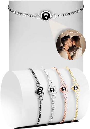 SpecialOnly Custom Bracelets with Picture Inside - Personalized Circle Photo Projection Bracelet - Custom Memory Bracelet for Mother Women Men Couples