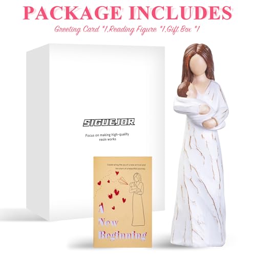 SIGUEJOR Thoughtful Gifts for Expecting Mom, Hand-Painted Resin Sculpture of Mother Holding Newborn, Meaningful Gift to Celebrate New Beginnings, Newborns, and Loving Family Bonds