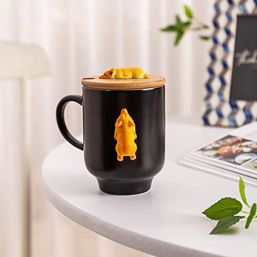 Daveinmic Corgi Mug With Original Bamboo Lid,Handcrafted Corgi Gifts For Corgi Lovers,Cute Coffee Mug Unique Tea Cup For Dog Lovers Novelty Gifts Mug(14Oz)(Black, Corgi) #TOP3