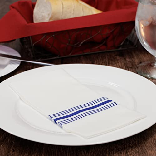 Simulinen Dinner Napkins Disposable, Linen-Feel, Cloth-Like, Discreet Pocket For Flatware, Blue Bistro - Absorbent & Durable, For Wedding, Rehearsal Dinner, Parties, Large 17"X17" - Box Of 75 #TOP4