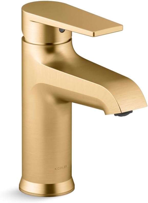 KOHLER K-37891-4-2MB Hint® Single-Handle Bathroom Sink Faucet, Single Lever Handle Bathroom Faucets, 1.2 GPM, Vibrant Brushed Moderne Brass