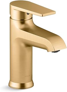 KOHLER K-37891-4-2MB Hint® Single-Handle Bathroom Sink Faucet, Single Lever Handle Bathroom Faucets, 1.2 GPM, Vibrant Brushed Moderne Brass