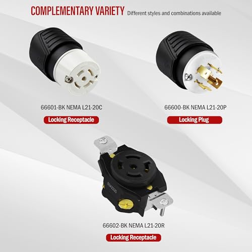 ENERLITES NEMA L21-20P Twist Locking Plug Connector for Generator, Black by ENERLITES - Image 4