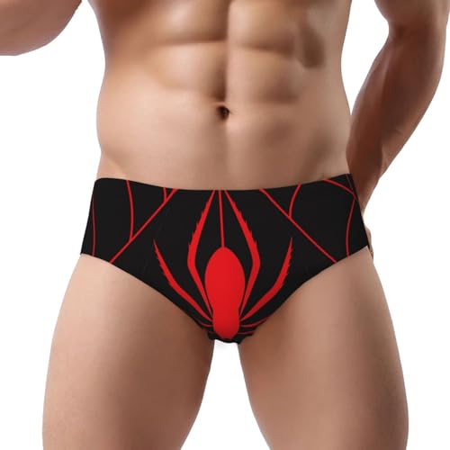 Salelf Red Spider and Spider Web Men's Underwear Briefs Coverd Waistband Silky Touch Underwear