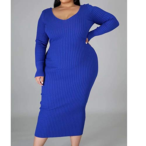 Image of Women's Plus Size Sexy Long Sleeve Maxi Sweater Off Shoulder Knit Dress