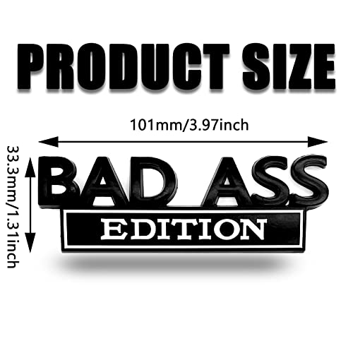 Bad Ass Edition Emblem for Car, Car Fender Bumper Hood Trunk Door 3D Badge Sticker Decal, Car Exterior Emblems Replacement Accessories, Fit for Car Truck SUV(Black White)