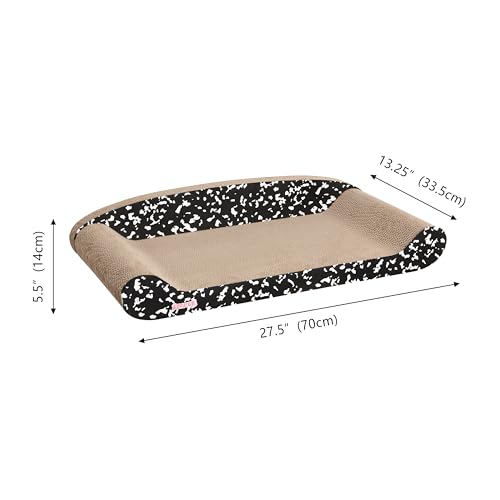 Image of Montego 27.5 inch Cardboard Cat Scratcher Lounge Bed, Corrugated Sofa Scratching Pad with Catnip, Black /White Furniture Protector for Large Cats CSR1004D