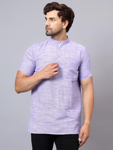 Image of LATEST CHIKAN Men's Cotton Regular Casual Strped Short Kurta Half Sleeves - (SK-LJ.DS.AS)