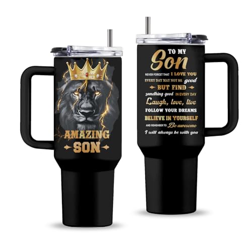 Uibunoo Gifts for Son, 40 Oz Son Tumbler with Handle