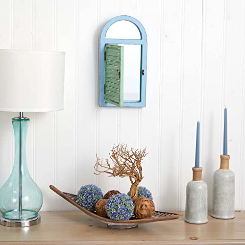 Nearly Natural 7024 Vintage Window Shutter & Mirror Wall Dãcor,Green,18.75'' X 3.5'' X 11'' , Blue #TOP3