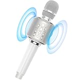 【新登場】MetFut カラオケマイク 高性能 Bluetooth ワイヤレスマイク スピーカー内蔵 カラオ練習 一体型 3000mAh充電式 エコー調整/デュエットモード/ボーカル消去 革ハンドル TFカード/AUX再生 収納ケース付属 スマホ/タブレット対応 (ホワイト)