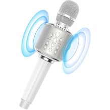 MetFut Wireless Bluetooth Karaoke Microphone, Built-in Loud Speaker for 10H Playback, Add Reverb/Duet Mode/Earbuds Monitoring, Portable Karaoke Machine for Entertainment & Singing Practice White