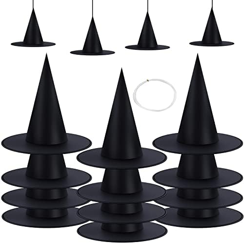 Halloween Decorations Witch Hat Set - 12PCS Black Witch Hats, Halloween Decor Halloween Party Decoration Witch Costume Accessory for Halloween Indoor Outdoor Decor