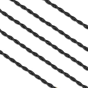 FaithHeart Stainless Steel Chains for Men, Silver/Black/14K Gold Plated Snake/Wheat/Box/Rope/Rolo Chain Necklace 16-30 Inches with Delicate Gift Box Length 28 Inches 03. Rope Chain-Black