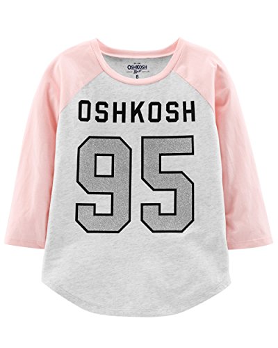 Osh Kosh Girls' Kids Varsity Logo Tee, Heather Grey, 8