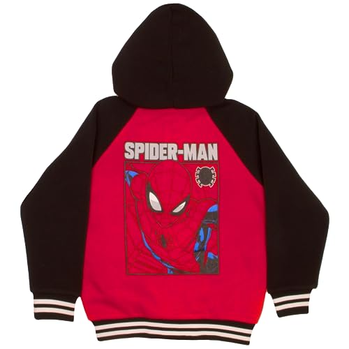 Marvel Comics Spider-Man Miles Morales Boys Sweatshirt - Button-Up Long Sleeve Graphic Print Hooded Varsity Jacket for Kids2