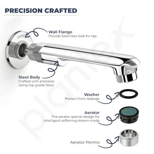 Image of Plantex Bath Tub Spout with Wall Flange /Single Lever Spout /High Flow Tap for Bathroom /Kitchen - (Chrome)