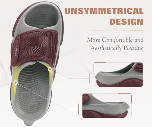 COFACE Recovery Sandals Womens 2026 Orthopedic Orthotic Plantar Fasciitis Relief Comfortable Arch Support Women's Walking Beach Slides Sandalias de Mujer Open Toe Slip On GreyWinered Size 9 by COFACE - Used condition - Image 6