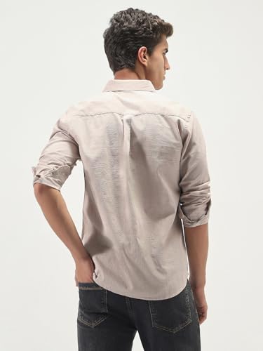 Image of Urbano Fashion Men's Cotton Full Sleeve Regular Fit Casual Solid Slub Shirt with Spread Collar