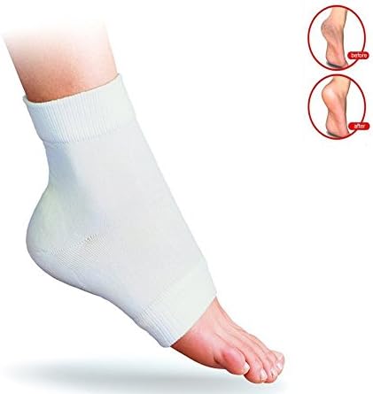 Heel Socks for Dry Cracked Feet Dr.Pedi Moisturizing Socks Toeless Spa Sock for Foot Care Treatment Gel Socks White