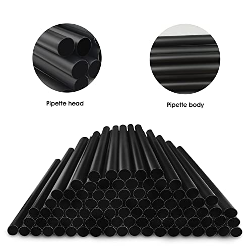 [100 Pcs] Boba Smoothie Individually Wrapped Straws - Jumbo Large Plastic Disposable Bubble Tea Milkshake Black Drinking Straws(8.2" Long And 0.43" Diameter) #TOP2