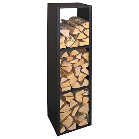 Kaminholzregal Brennstoffregal Holzaufbewahrung Metall Schwarz Beschichtet Holzregal Holzkorb Kaminzubehör Cover