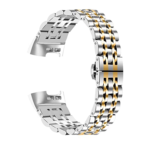 Bracelet de montre à sept perles en métal élégant pour Charge 4 3 2