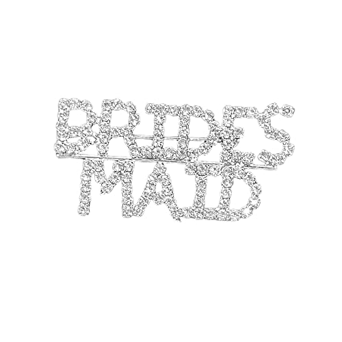 Image of Rhinestone Bride Brooch Pin for Women Girls Fashion Crystal Letter Wedding Bouquet Brooches Lapel Pins Delicate Dress Accessories Jewelry Gift for Bachelorette & Bridal (Bridesmaid)