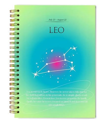 Welshower Pisces Zodiac Astrology Spiral Notebook Journal, Leo Birthday Gifts for Women Notebook, Gifts for Astrology Lovers Journal, 5.5x8.3 Inch