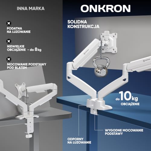 ONKRON Uchwyt na 2 Monitory 13-32 cali, 10 kg x2, max VESA 100x100, G160-W