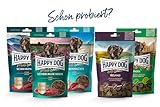 Happy Dog Adventskalender - Getreidefreie Snacks, Ideal zum Verwöhnen, Ohne Zuckerzusatz und Zusatz von Konservierungsstoffen, Vier Verschiedene Sorten köstlicher Hundeleckerlies