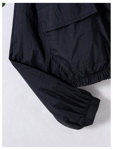 Verdusa Girl's Drop Shoulder Zip Up Hooded Jacket Outwear with Pockets3