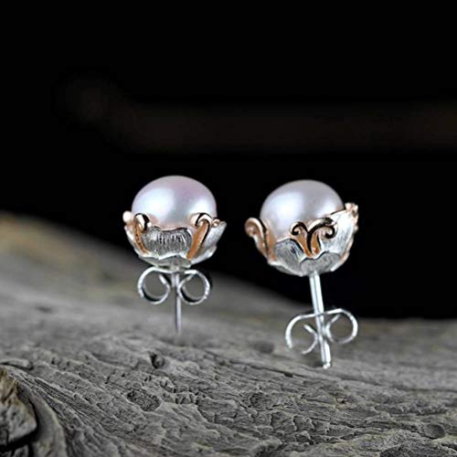 Boucles d'oreilles pour filles S925 bijoux argent sterling femelle perle rose