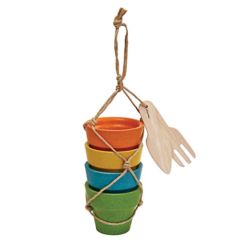 Plan Toys A-4-FLOWER Pot Set de 4 pots de fleurs en bois pour l'éveil