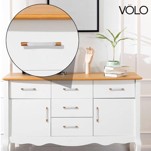 Image of VOLO Wardrobe Cabinet Handle - Sleek Pull Handle for Drawers, Wardrobes, Sliding Doors, and Cabinets in Kitchen, Bedroom, and Office (R-241) (2, Rose Gold, 96MM (4 Inch))