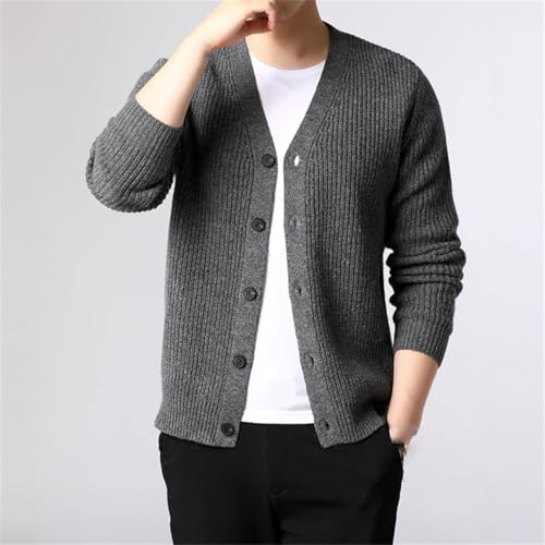 Men Solid Color Knitted Cardigan Thick Slim Fit Single Breasted Warm Winter Casual Sweater2