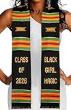 Black Girl Magic Graduation Stole 2026 | Kente Stole Class of 2026 | Kente Graduation Stole 2026 | Authentic African Art