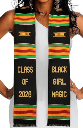 Black Girl Magic Graduation Stole 2026 | Kente Stole Class of 2026 | Kente Graduation Stole 2026 | Authentic African Art