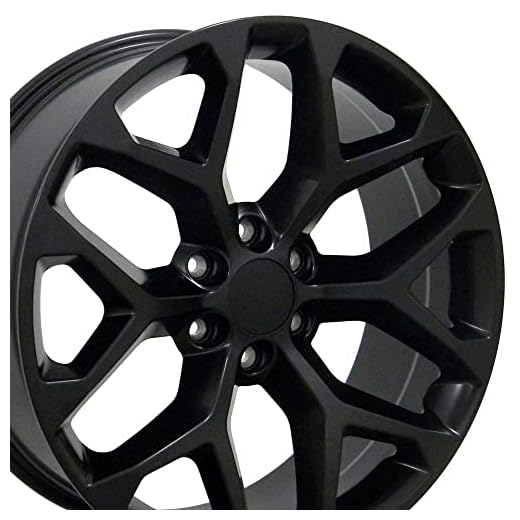 OE Wheels LLC 22 inch Rims Fits Pre-2019 Silverado Sierra Pre-2021 Tahoe Suburban Yukon Escalade  CV98 22x9 Satin Black Wheels