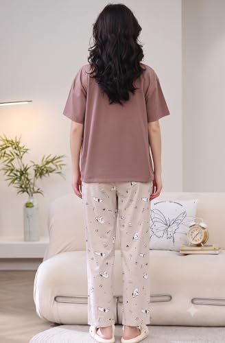 Image of GLASGO Women's Cotton Pajama Set with Top & Pants|| Korean Night Suit|| Lightweight Printed Set || Soft & Comfy Sleepwear for Girls & Women || LNS-3-$
