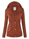 Lock and Love LL WJC643 Womens Pop of Color Parka Jacket L Rust
