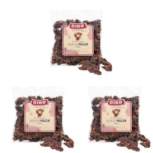 DIBO Hähnchenmägen, 250g-Beutel, der kleine Naturkau-Snack oder Leckerli für Zwischendurch, Hundefutter, Qualitätskauartikel ohne Chemie von DIBO (Packung mit 3)