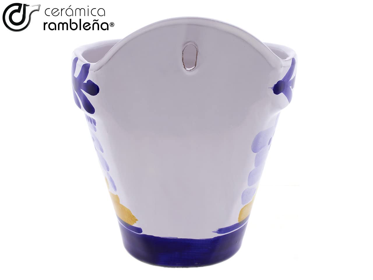CéraMIQUE RAMBLEÑA | Pot de fleurs suspendu avec piscine | Pot de fleur à suspendre | Pot mural Patios de Cordoue Monteria - Modèle D125 | 100 % décoré à la main | 13,5 x 12 x 16 cm