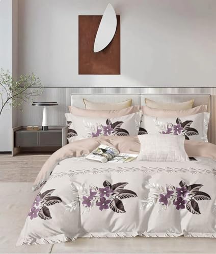 Image of 200 TC Cotton Bedsheet Set with 2 Pillow Covers | King Size Soft Breathable Wrinkle Free - Floral Printed Double Bedsheets | Bed Size 78x78x10 Inches | Pillow Covers Fit Up to 10 Inch