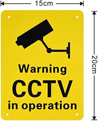 Austor Pre-Drilled CCTV In Operation Sign, Rigid Plastic Signs for Outdoor Use, 150 x 200 mm, 6 Pack