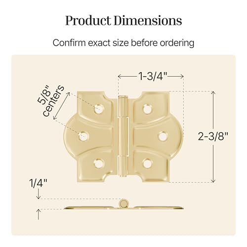 Polished Brass Butterfly Hinges with Removable Pin - Pack of 8 - Surface Mount Cabinet Door Hinges - UA-261-HPB (4) by UNIQANTIQ HARDWARE SUPPLY - Used condition - Image 3