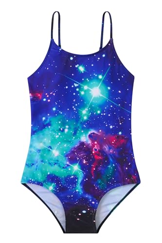 Idgreatim Girls Hawaiian One Piece Swimsuit Cute Adjustable Strap Bathing Suit Quick Dry Swimwear for Swimming 11-12 Years