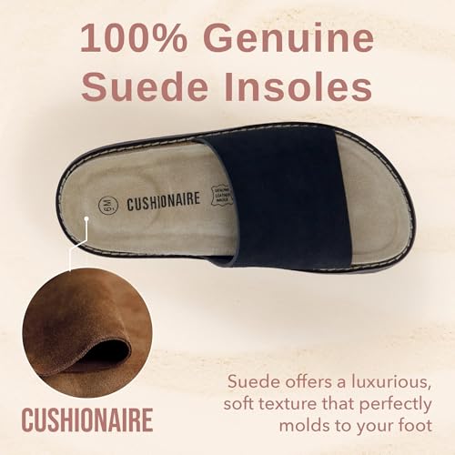 CUSHIONAIRE Ritual Suede Slides for Women, Slip On Womens Sandals with Cushioned Footbed and Arch Support,3